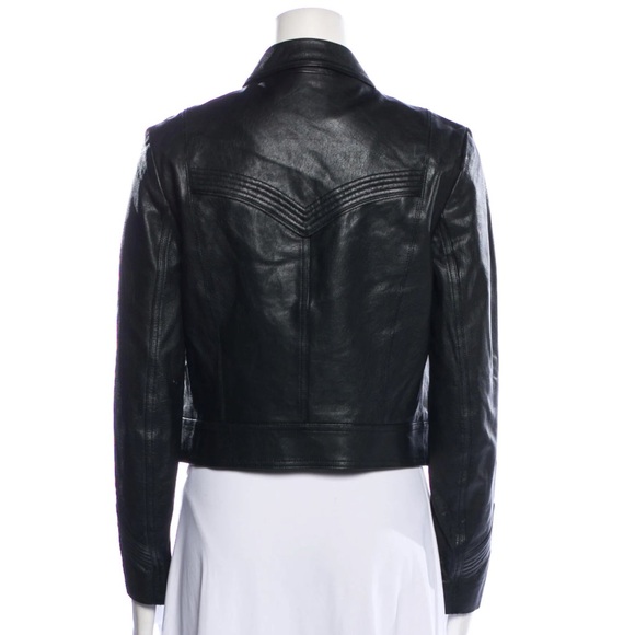 Saint Laurent Cropped Leather Jacket - Picture 3 of 9